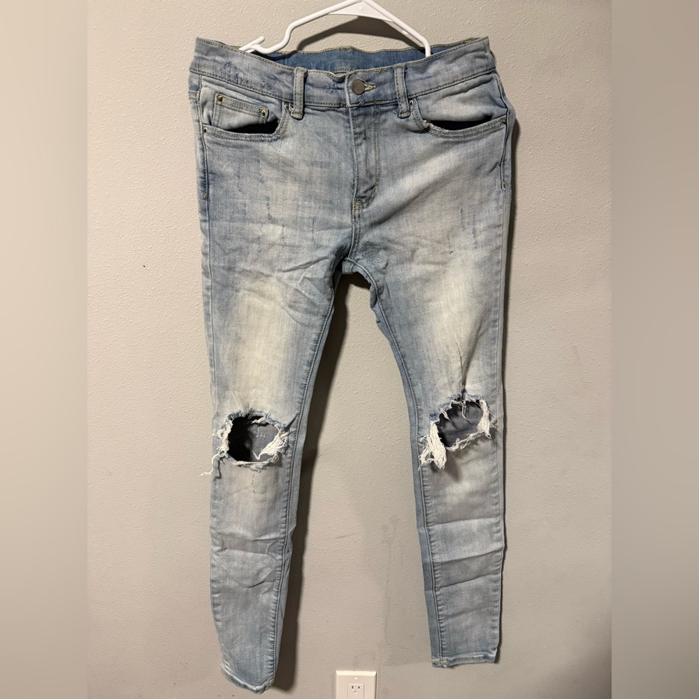 MNML Light Blue Distressed Skinny Jeans